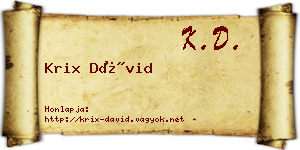 Krix Dávid névjegykártya