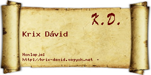 Krix Dávid névjegykártya